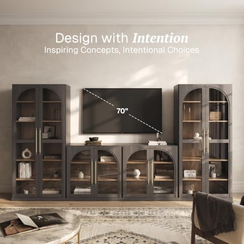 BELLEZE Jagger 128" Wall Unit 3-Piece Modular TV Stand - Image 3