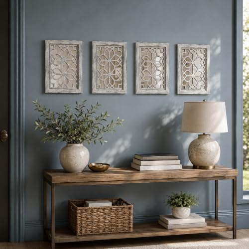 Set of 4 11x15 Inch Rectangular Shatterproof Grey Decorative Wall Mirrors - Image 3