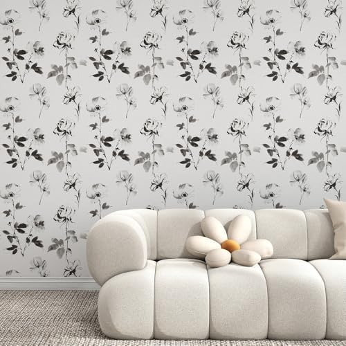 Hopepak Floral Wallpaper Peel and Stick Black and White Flower Peel and Stick - Image 3