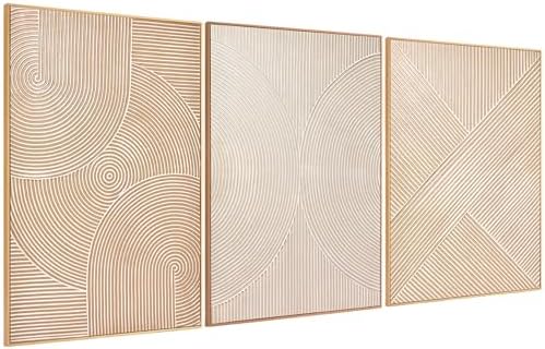 Zessonic Large Neutral Textured 3D Abstract Boho Wall Art by Zessoinc