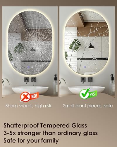 Irregular LED Bathroom Mirror 32"x22" Dimmable Anti Fog - Image 3