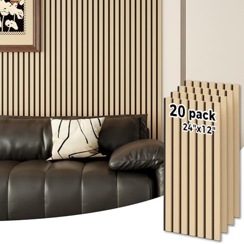 Wood Wall Panels 24" x 12" Acoustic Wood Slat Wall Panel, Living Room by HomeUpgradeMadeSimple