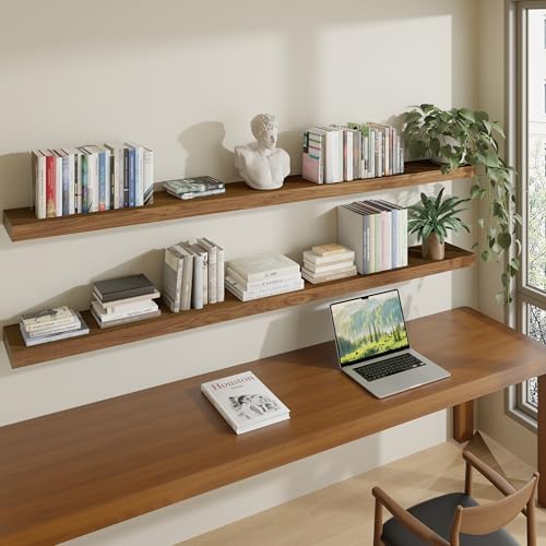 ROGMARS 72 Inches Long Walnut Floating Shelves - Image 5