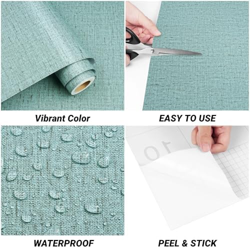 Decotalk Textured Wallpaper Peel and Stick Green Textured Wallpaper Removable - Image 6