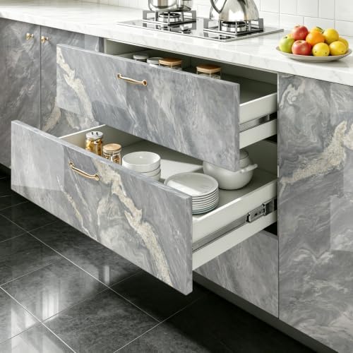 Livelynine White Blue Marble Contact Paper Peel Stick Countertop Wallpaper - Image 4