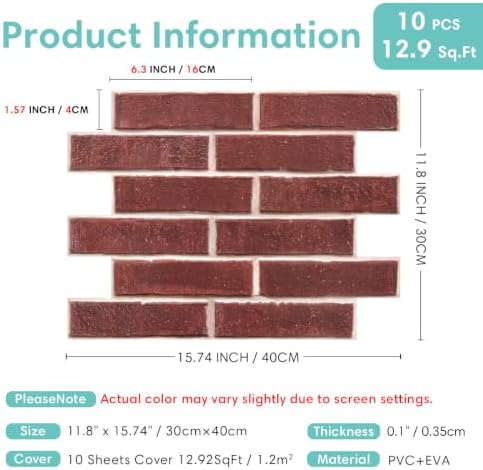 Commomy 3D Faux Brick Peel and Stick - Image 5