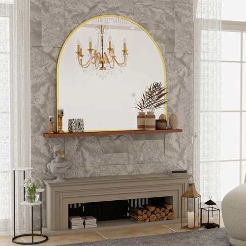 VooBang Wide Arched Wall Mirror, 38 x 40 inch Arch Bathroom Mirror Gold - Image 6
