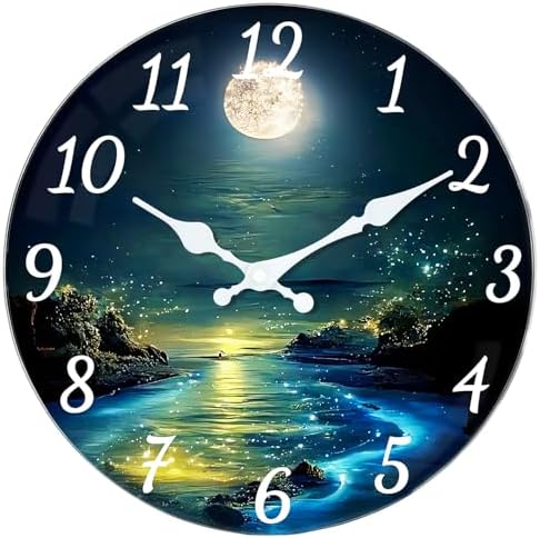 Thick Glass Wall Clock with Extra-Large Numbers, 10Inch Wall Clocks Battery by wallclock