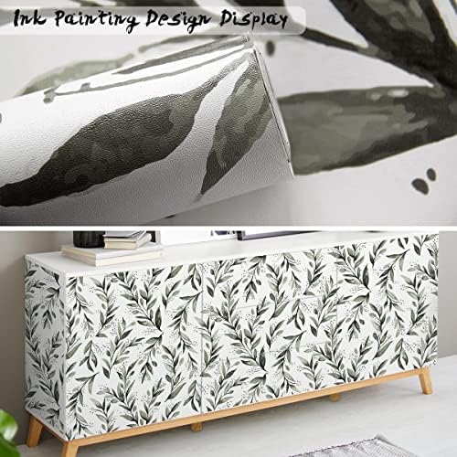 Livebor Green Leaf Wallpaper Peel and Stick Olive Wallpaper17.7” x 236.2” - Image 4