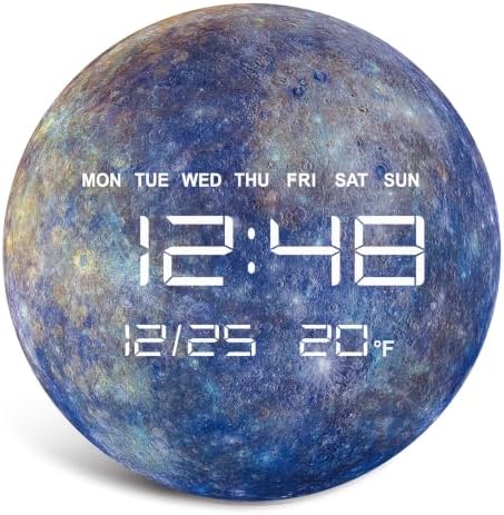 Digital Wall Clock, LED Mercury Design, Temperature Display by HOMLOVEHOME