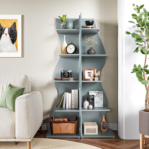 LITTLE TREE Small Corner Shelf, Modern 5-Tier Wall Corner Bookshelf, Stylish - Image 5
