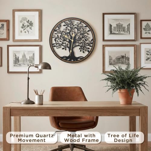 Micasso Large Wall Clocks Decorative: 24 Inch Tree of Life Battery Operated - Image 2