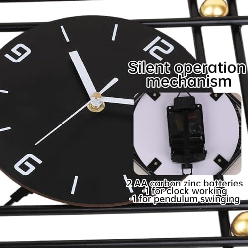 SIN&MI Modern Wall Clock with Stylish Pendulum, Minimalist Metal Wall Decor - Image 3