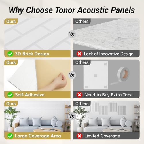 TONOR Brick Pattern Acoustic Panels, Wall Panels - Image 6