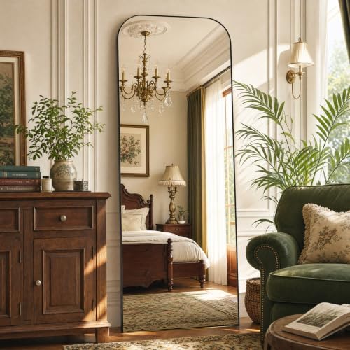Arched Floor Standing Mirror 56"x21"Black by Unknown