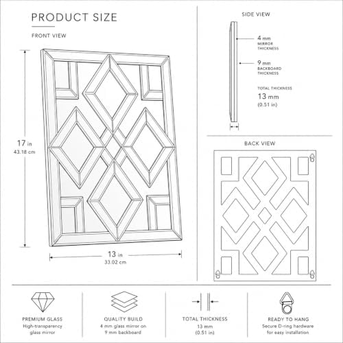 Square Decorative Wall Mirror 13 x 17 Inch, Modern Wall Mounted Accent Mirror - Image 2