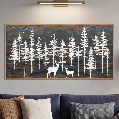 Celestdeco Modern White Forest Framed Canvas Wall Art Set, Minimalist Woodland by Celestdeco