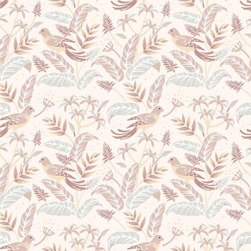 Vinjiasin Tropical Bird & Leaf Wallpaper, Boho Neutral Tone Contact Paper by Vinjiasin