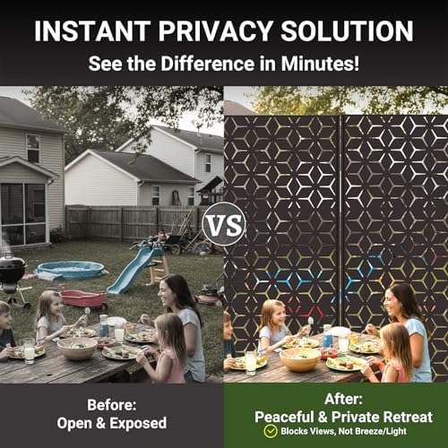 6FT Metal Privacy Screen Outdoor – Decorative Laser Cut Privacy Fence Panel - Image 4