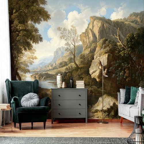 Lush Ancient Trees and shrubs Landscape Oil Painting Style self-Adhesive Mural - Image 2