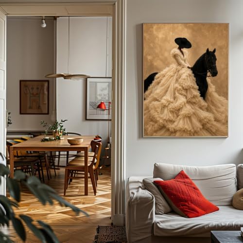Black Woman Horse Riding Wall Art Elegant Bride Poster 16x24 Inch Unframed - Image 2