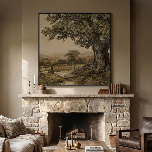 Extra Large Framed Vintage Tree Landscape Wall Art - Image 2
