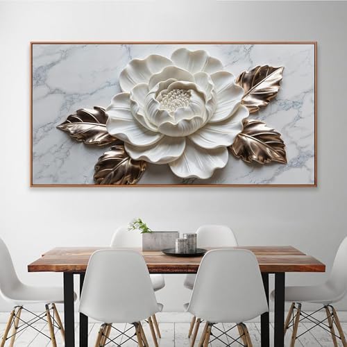 Canvas Wall Art Living Room Prints Home Wall Decor Modern White Flower Canvas - Image 5