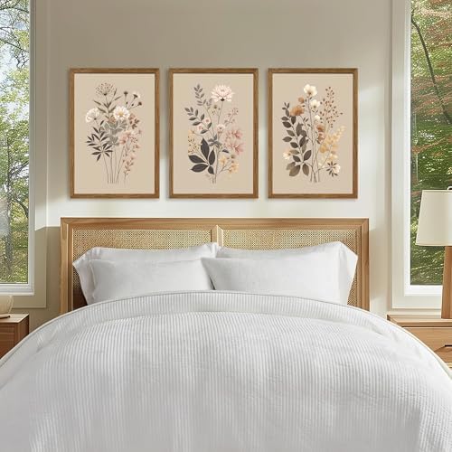 AVECCO 3 Piece Sage Eucalyptus Botanical Framed Canvas Wall Art 20x30 in - Image 2