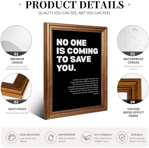 No One Is Coming To Save You Motivational Canvas Wall Art, Empowering - Image 2