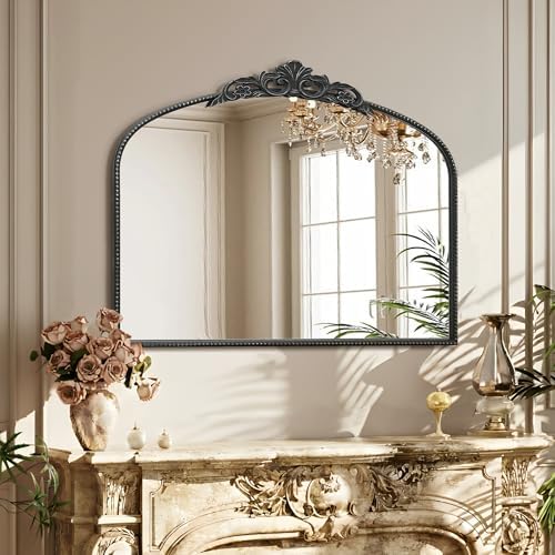 Micasso Vintage Black Wall Mirror: 40"x29" Baroque Antique Arched Mirror - Image 6