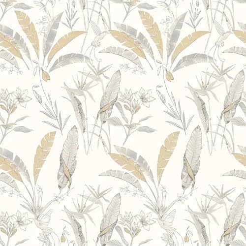 Beige Floral Peel and Stick Contact Paper Boho 17.32" x 118.11" by MANONIRIA