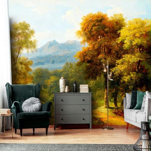 Colorful Autumn Forest Scenery Oil Painting Style self-Adhesive Mural - Image 2