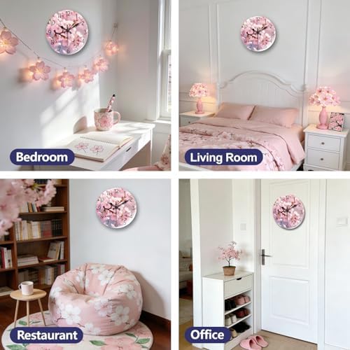 peacoblue Cherry Blossom Wall Clocks Battery Operated - Image 6