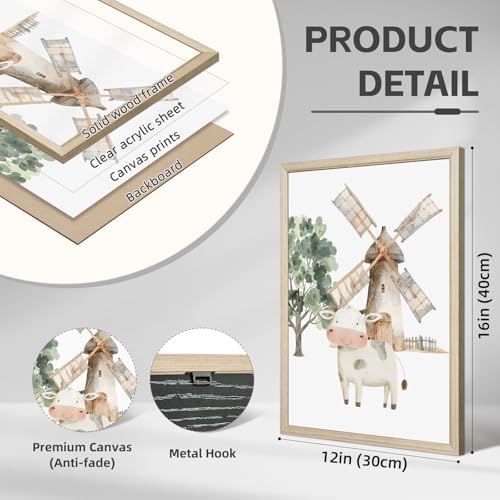 Nursery Farm Animal Wall Art Decor Baby Animal Canvas Prints Nursery Kids - Image 2