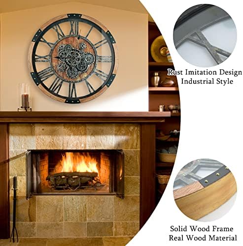 30 Inch Moving Gear Wall Clock, Oversized Wall Clocks, Clock Living Room Decor - Image 3