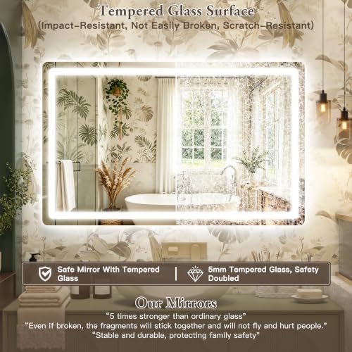 48"x30" LED Bathroom Mirror Anti-Fog Dimmable Wall Mount Vanity Touch - Image 3