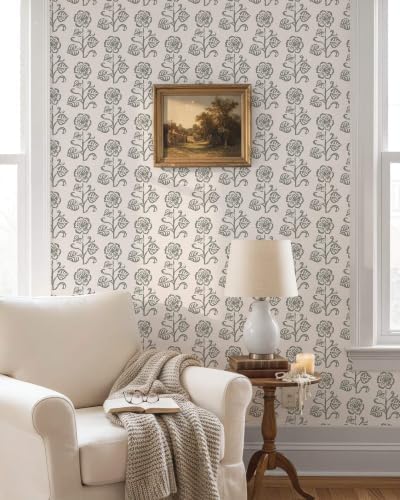 Dimoon Vintage Peel and Stick Wallpaper Beige Taupe Floral Contact Paper - Image 4