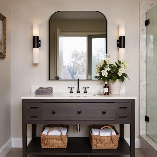 Delma 36"x30" Black Metal Framed Bathroom Mirror - Image 3