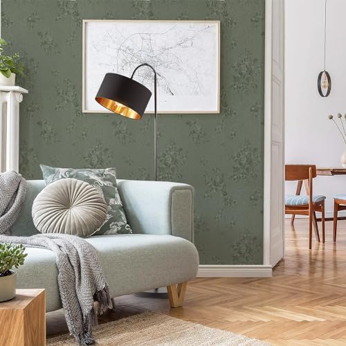 Green Flower Peel and Stick Wallpaper Solid Pure Paper 18in x 118in - Image 4