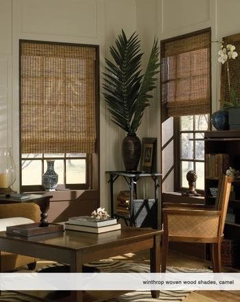 Cordless Woven Wood Roman Shades, 42W x 60H, Ashbury Camel, Sizes 20-72 Wide - Image 2