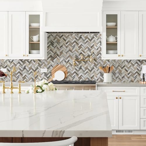 STICKGOO Herringbone Peel and Stick Backsplash, 10 Sheets PVC Kitchen Backsplash - Image 2
