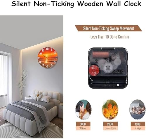 12 Inch Wooden Wall Clock, Silent Non-Ticking Battery Operated - Image 2