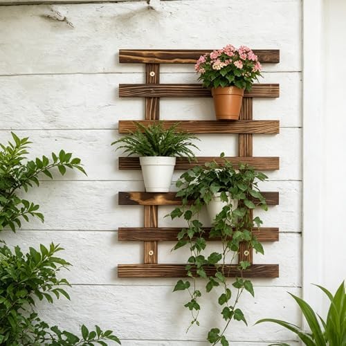 Pack of 2 Vertical Wooden Wall Planter Trellis - Image 5