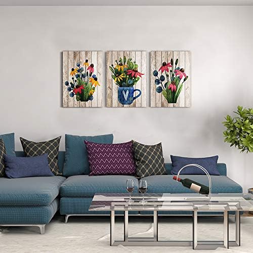 Lapremoly Vintage Wood Grain Flowers Wall Art - Image 6