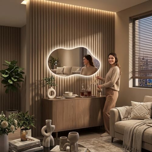 Irregular Wall Mirror for Bathroom 24X40 Inch Asymmetrical Mirror - Image 7