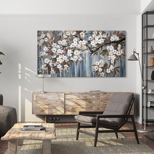 Large Canvas Wall Art for Living Room Wall Decor Abstract White Flower Tree - Image 2