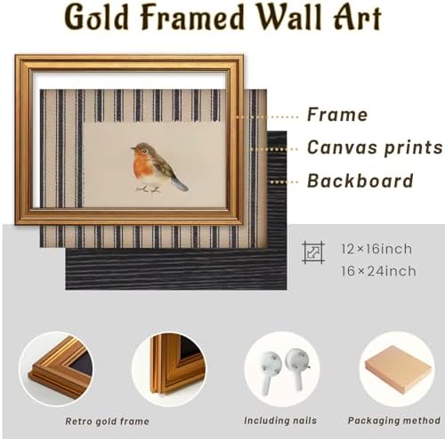 Vintage Gold Framed Bird Wall Art - Image 2
