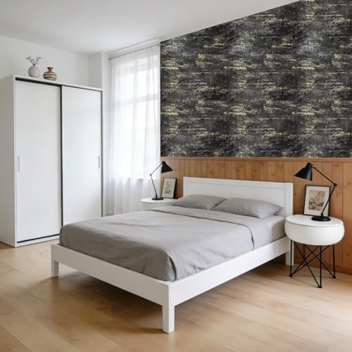 Vintage Metallic Wallpaper Peel and Stick Black Gold Industrial Metallic - Image 6