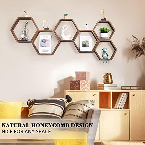 NOVIMANGO Honeycomb Floating Shelves Set of 6, Hexagon Floating Shelves - Image 4
