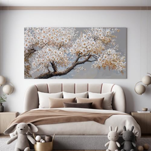 Modern Elegant White Flower Tree Of Life Wall Art - Image 3